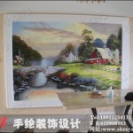 金飞达名郡餐厅背景 玄关背景墙绘 高档油画